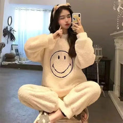 Silk Secret Smiley Face Fleece Pajama Suit