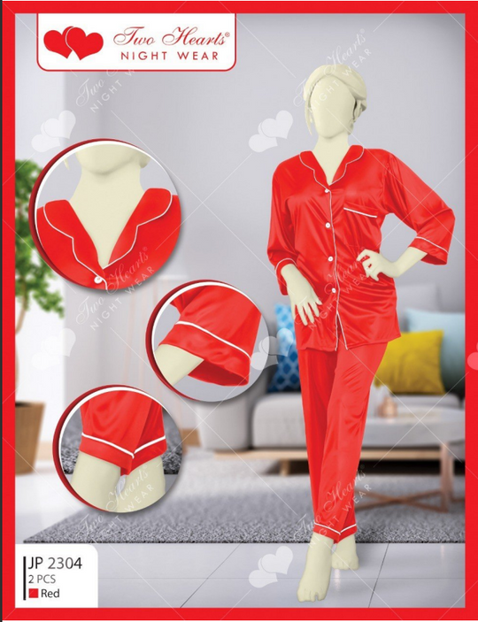 Silk Secret Milky 100% Silk Imported Pajama Suit red silk suit