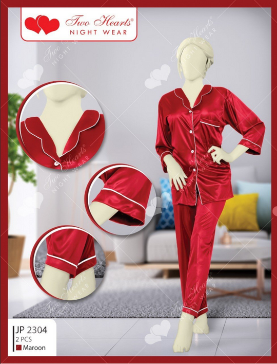 Silk Secret Milky 100% Silk Imported Pajama Suit maroon silk suit 