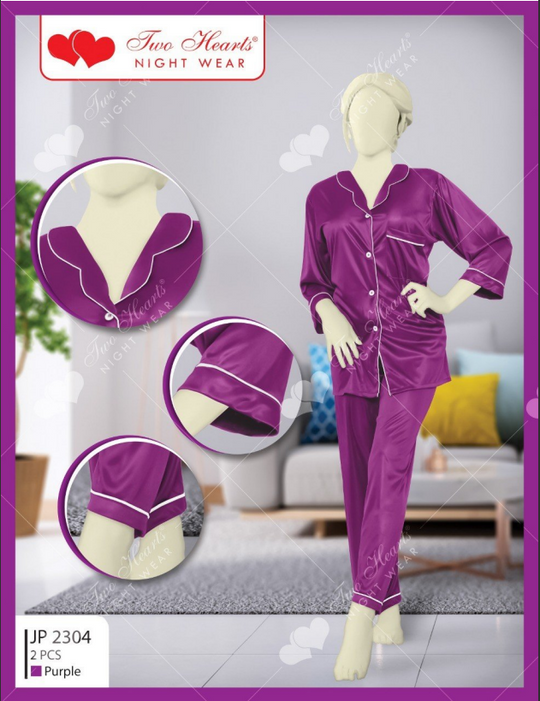 Silk Secret Milky 100% Silk Imported Pajama Suit purple silk suit