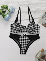 Silk Secret Plaid Check Non Padded Bra and Panty Set
