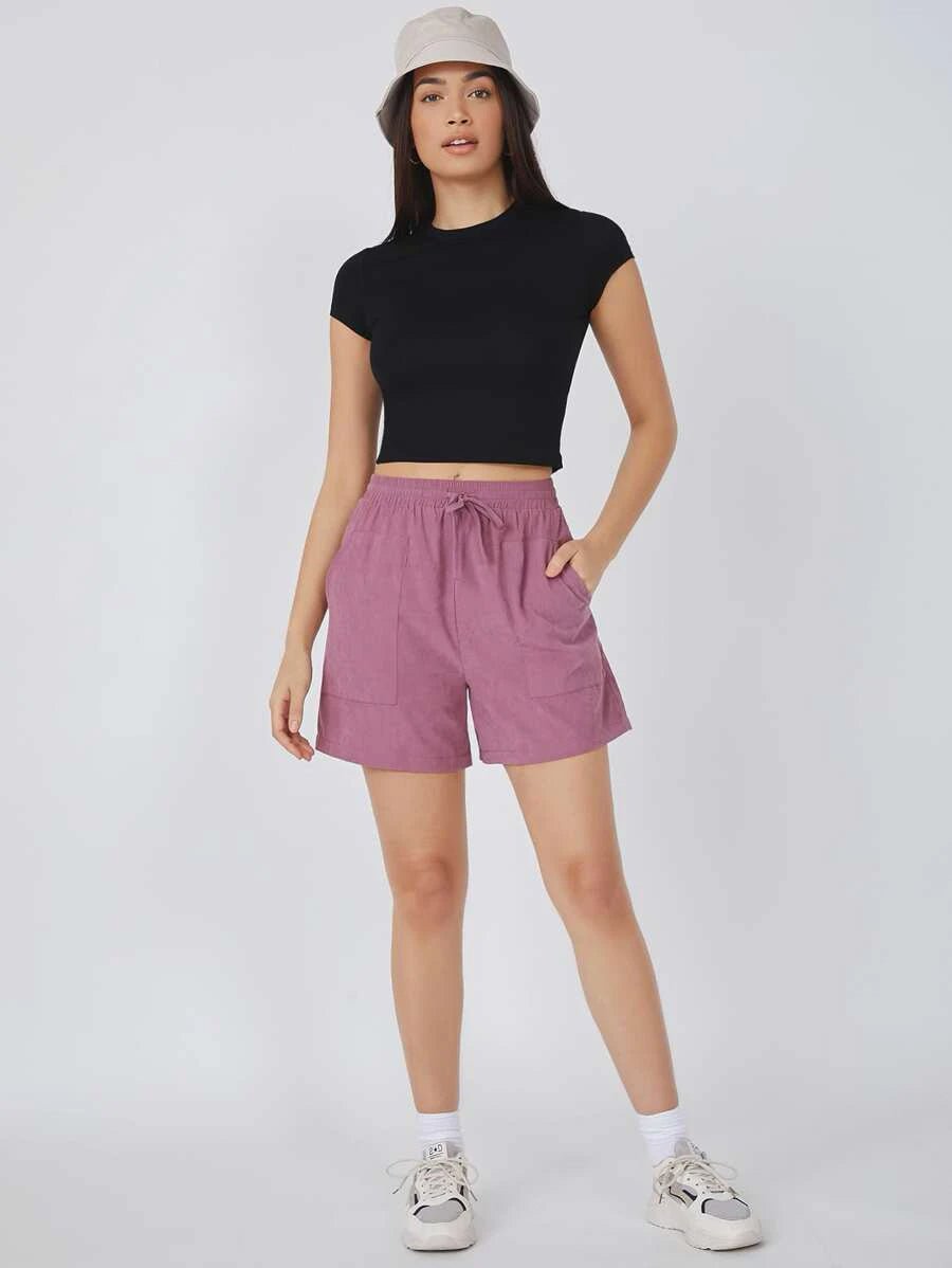 Shein Basics Cap Sleeve Solid Crop