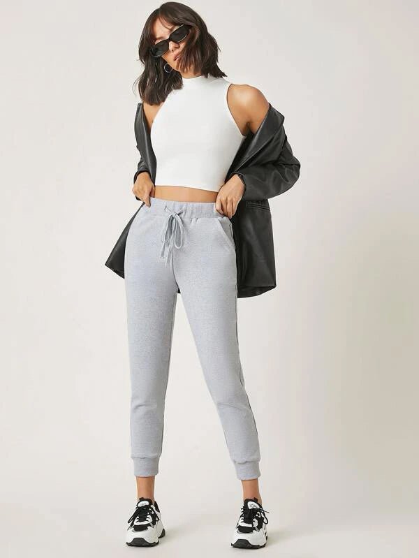 Shein Basics Solid Crop Halter Top