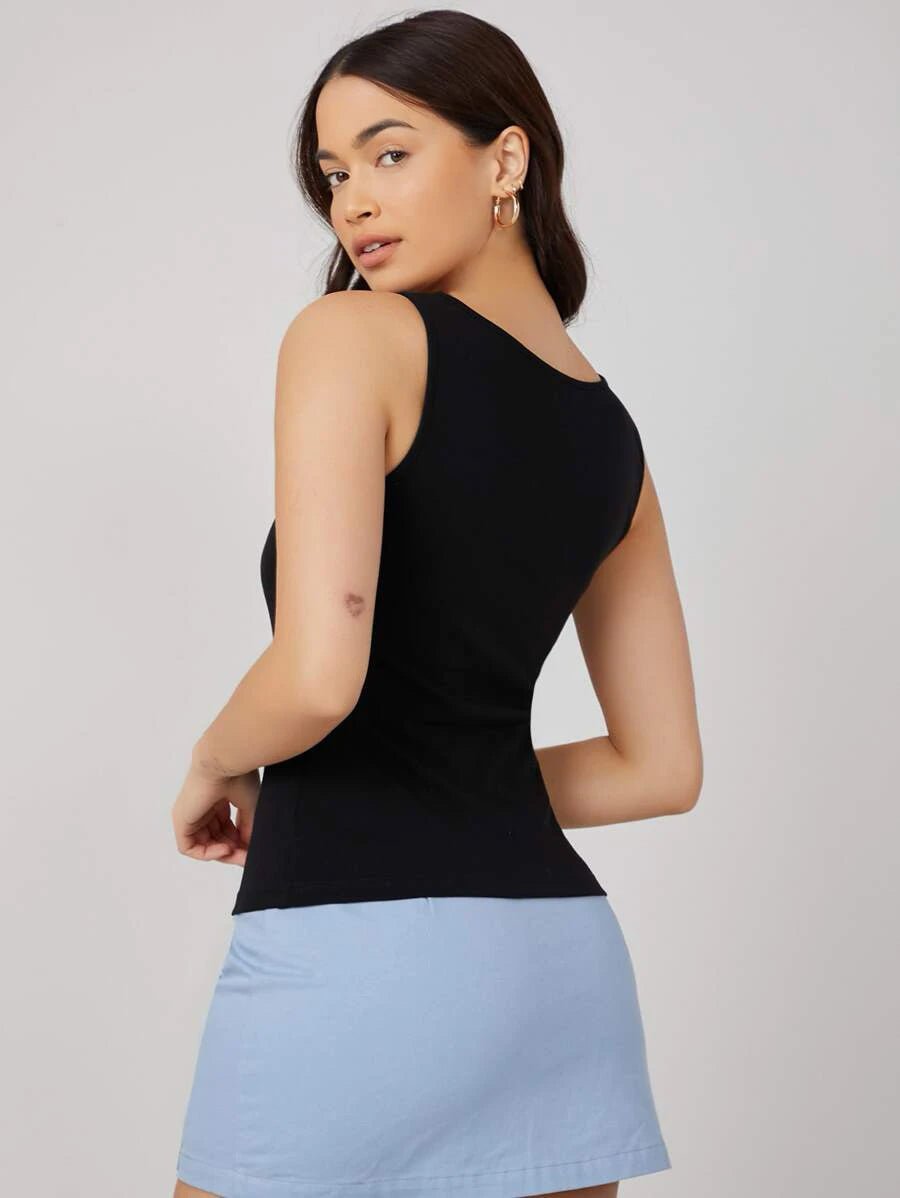 Shein Basics Square Neck Solid Tank Top