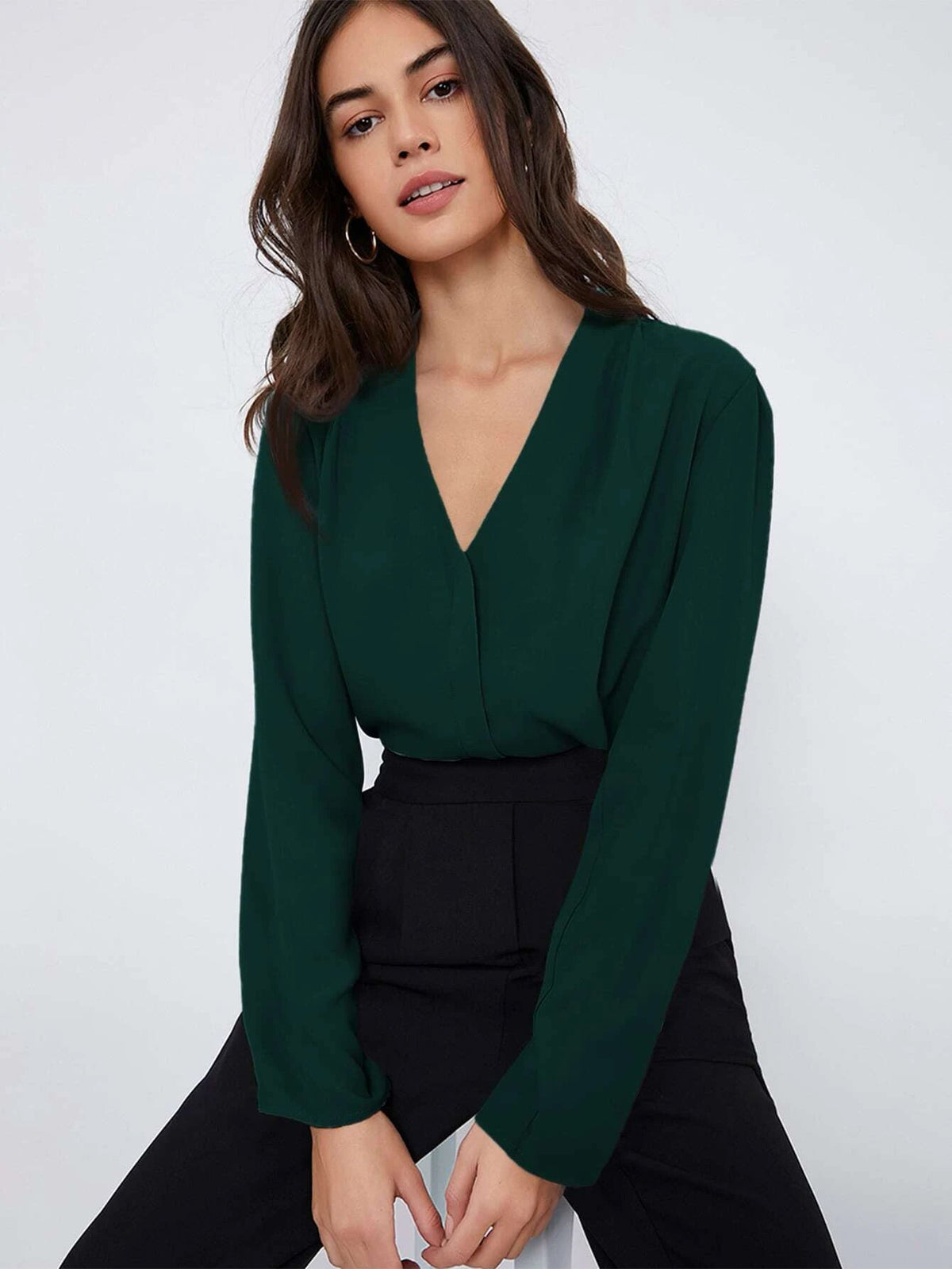 SHEIN Fold Pleated Solid Top