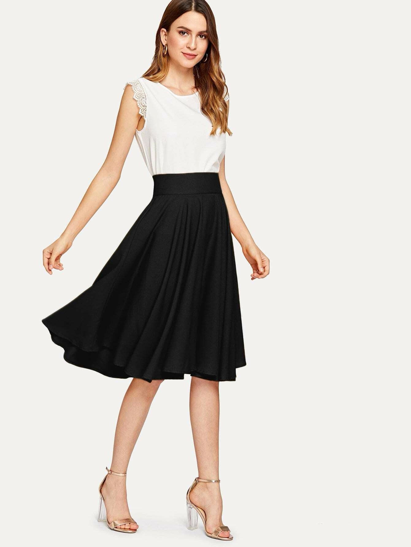 Shein High Rise Wide Waistband Circle Skirt