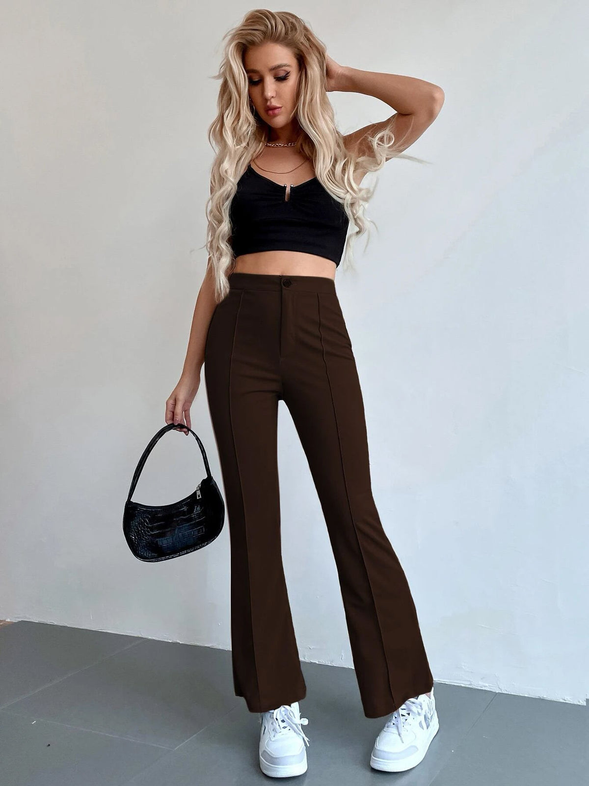 Shein Seam Front High Waist Flare Leg Pants