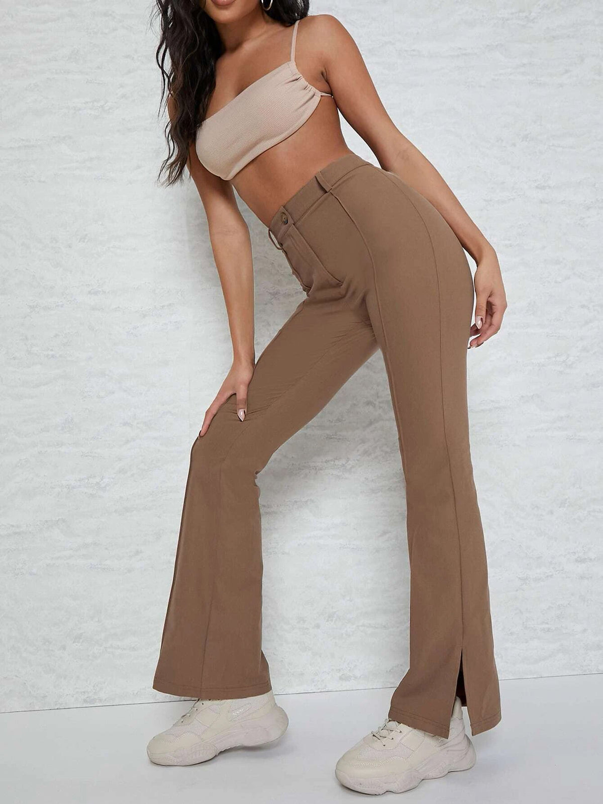 Shein Slit Hem Flare Leg Pants