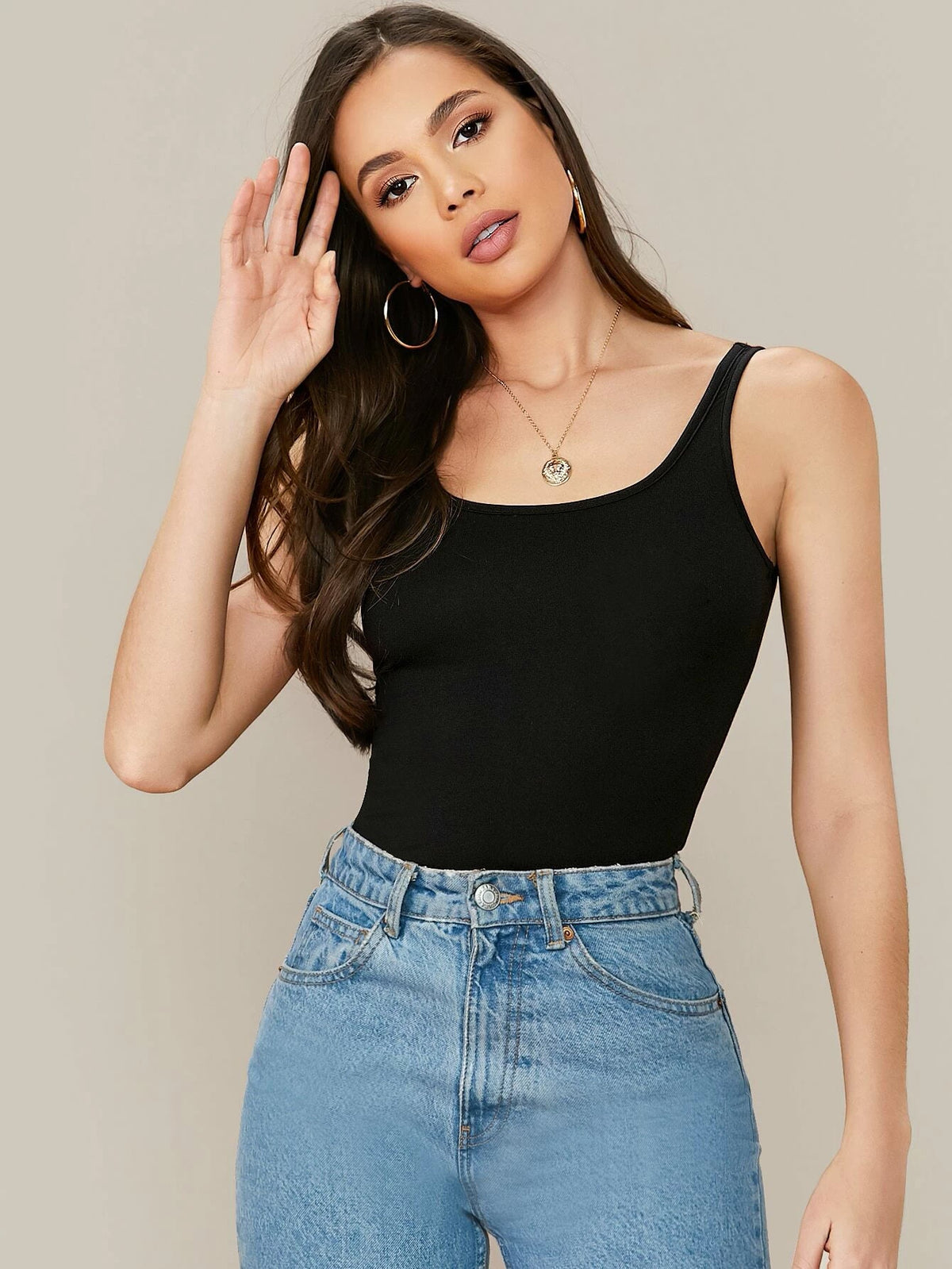 Shein Solid Form-Fitting Tank Top