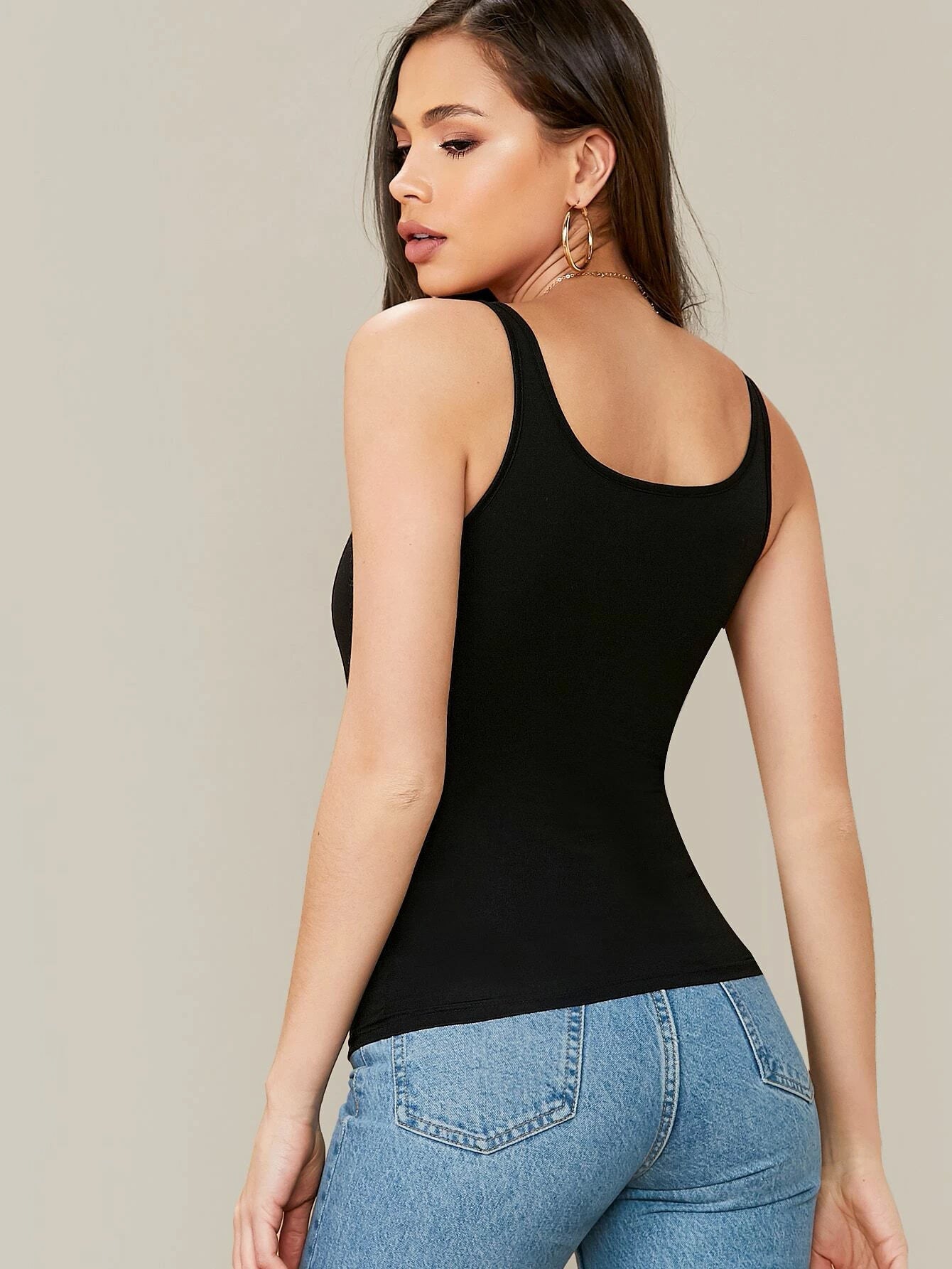 Shein Solid Form-Fitting Tank Top