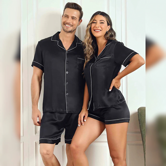 Buy Couple Pure Silk Short Pajama Sets in Pakistan