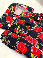 Silk Secret Galaxy Boski Linen  Printed Pajama Love Rose