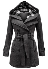 Silk Secret Fleece Double Breasted Waist Belt Long Coat