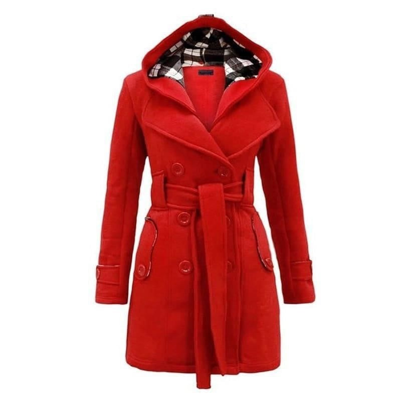 Silk Secret Fleece Double Breasted Waist Belt Long Coat
