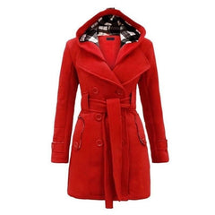 Silk Secret Fleece Double Breasted Waist Belt Long Coat