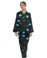 Silk Secret Linen Pajama Suit with Scrunchie - Royal Dusk