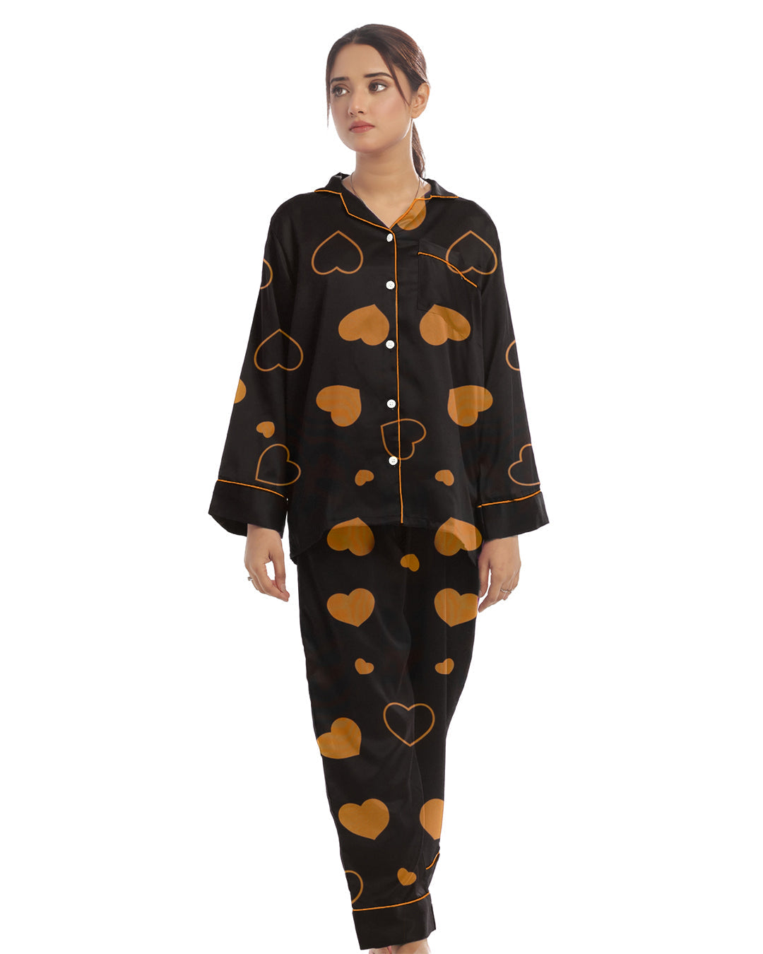 Silk Secret Linen Pajama Suit with Scrunchie - Royal Dusk