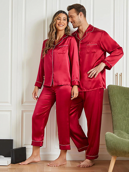 Buy Couple Silk Long Pajama Sets in Pakistan