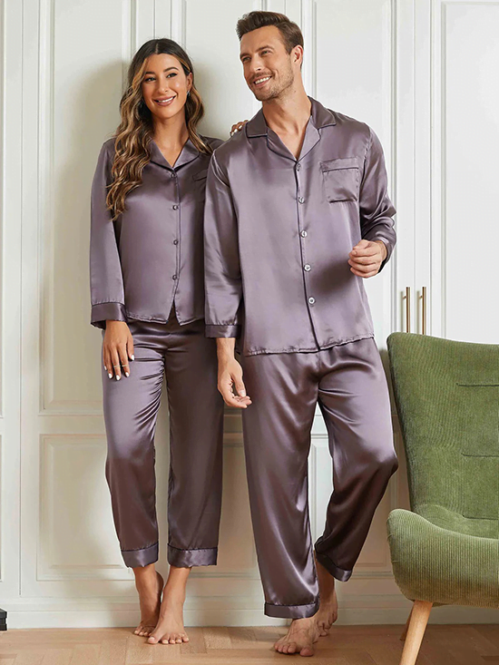 Buy Couple Silk Long Pajama Sets in Pakistan