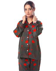 Silk Secret Linen Pajama Suit with Scrunchie - Royal Dusk