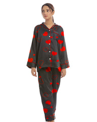 Silk Secret Linen Pajama Suit with Scrunchie - Royal Dusk
