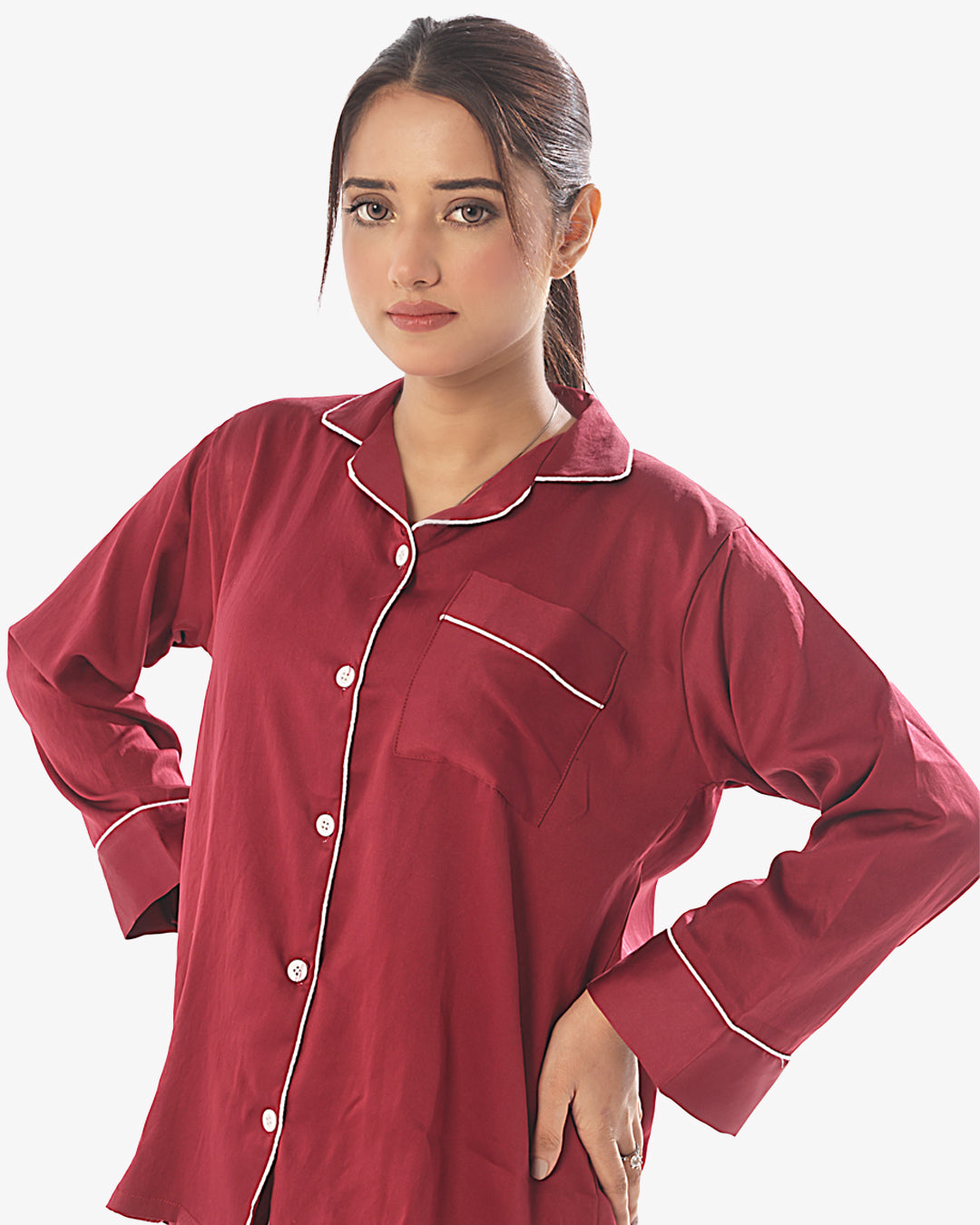 Silk Secret Silk Pajama Suit with Scrunchie - Pearl