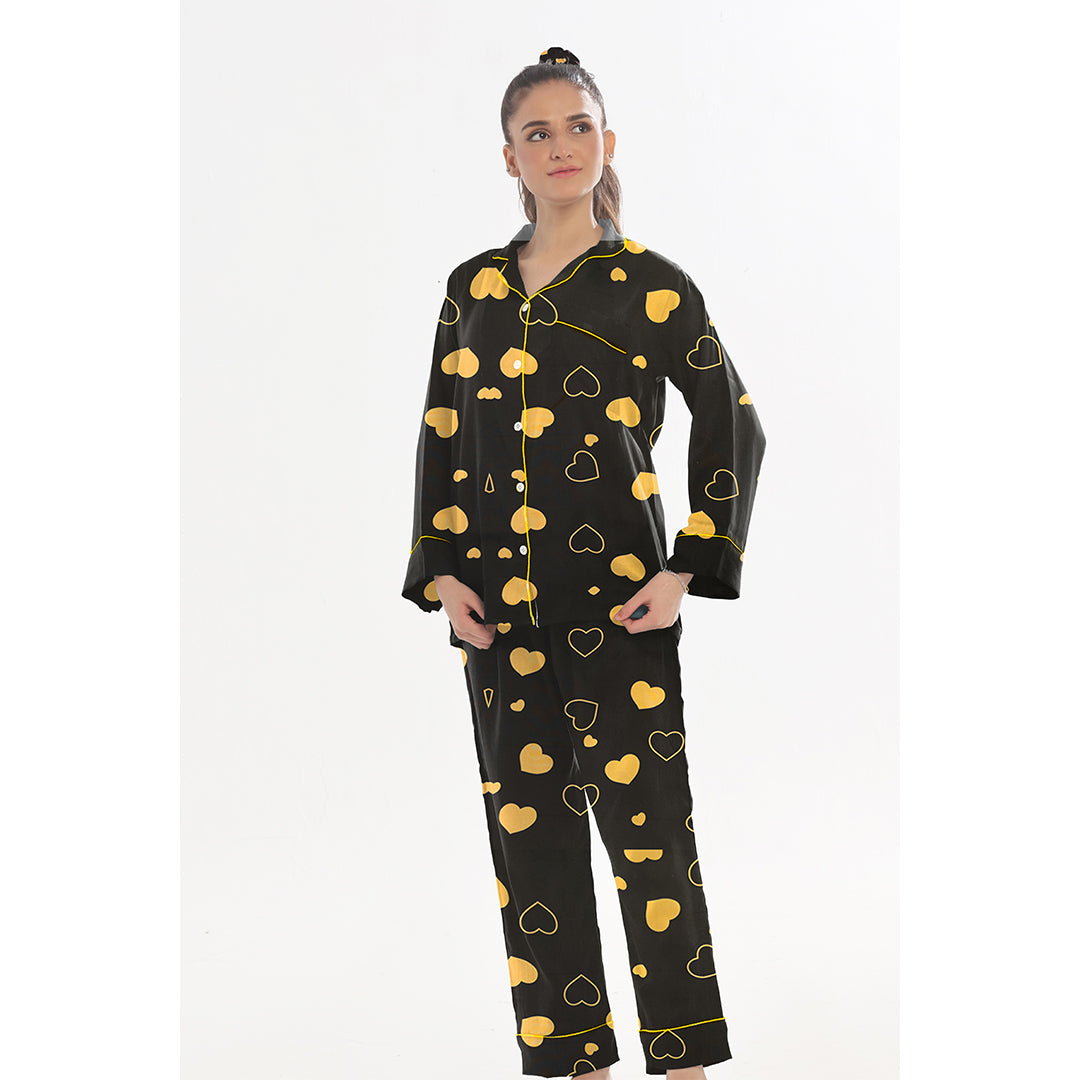 Silk Secret Linen Pajama Suit with Scrunchie - Royal Dusk